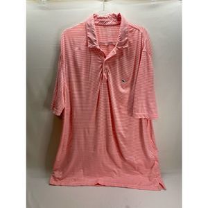 Vineyard Vines Performance Salmon Pink Stripe Polo Shirt Men's Size XL
